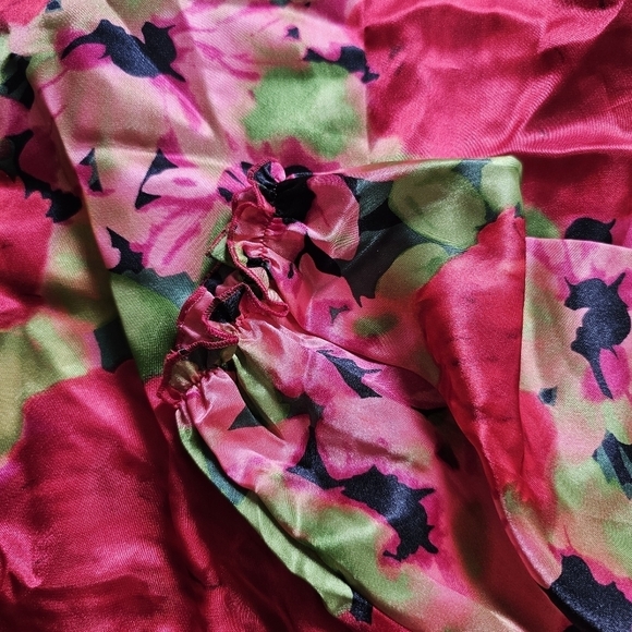 Sunny Leigh y2k wrap deep v-neck colorful feminine satin peplum blouse Size L - Picture 3 of 5